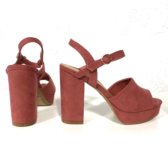 Bamboo Mauve Platform Block Heels - Picture 3 of 4